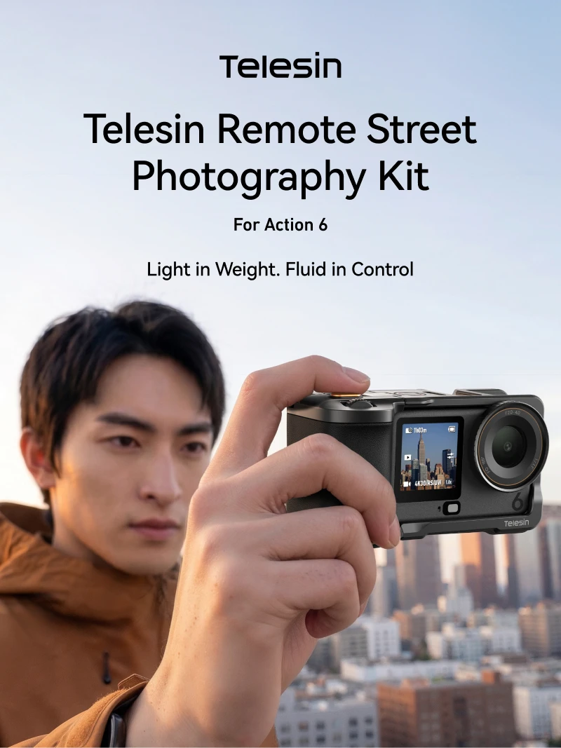 TELESIN Hilfshandgriff ZOOM Abnehmbares Fernbedienungs-Set für DJI OSMO Action6 Rabbit Cage Schnellverschluss-Schutzhülle – Detail 1