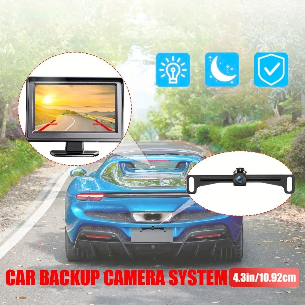4.3-Inch Display Car Backup Camera System, Universal Fit, Adjustable Angle,Easy Installation,Clear Viewing Kit - Enhances Safety