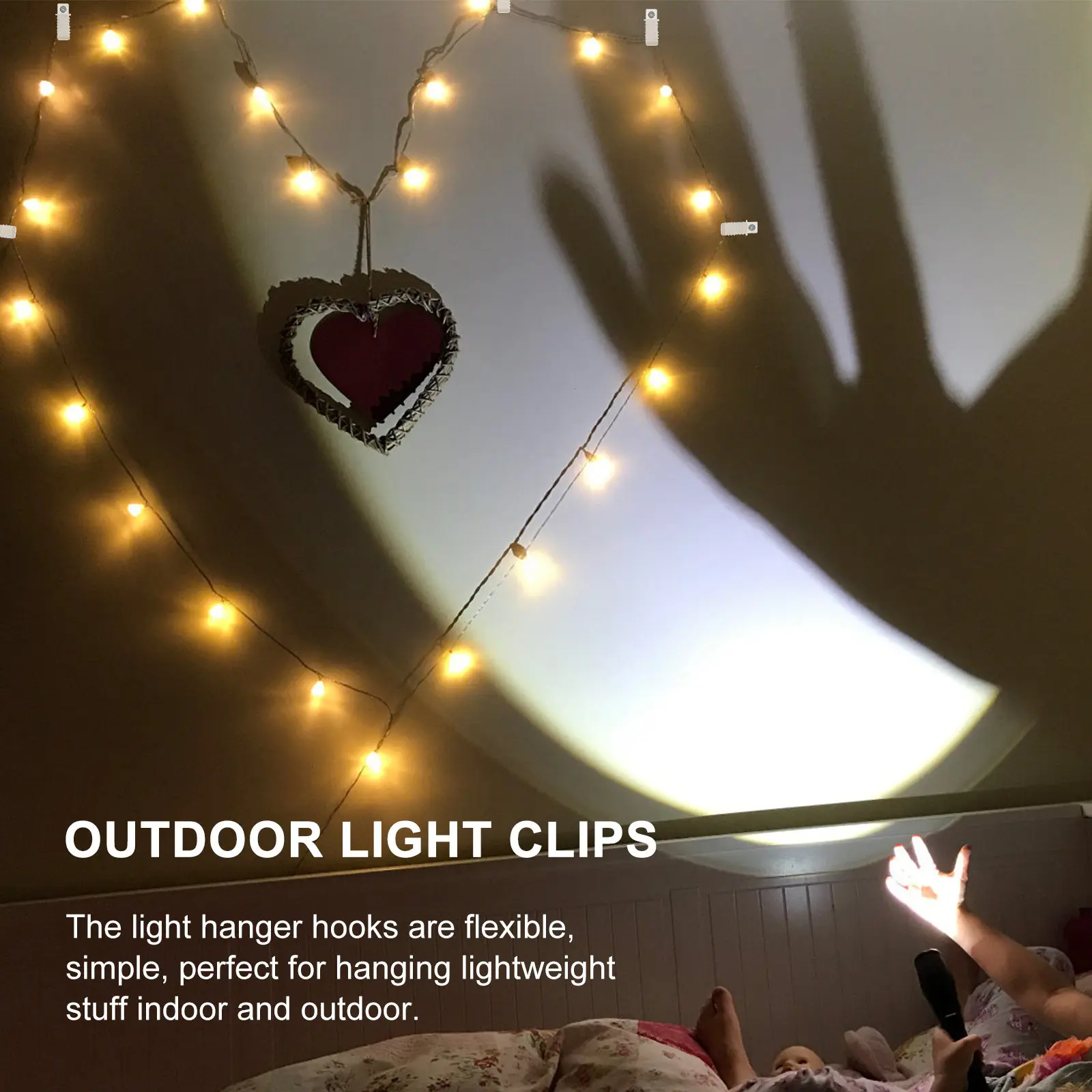 50 Pcs Outdoor Lighting Hook Clips outside Hooks for Lights Mounting Gutter Hangers