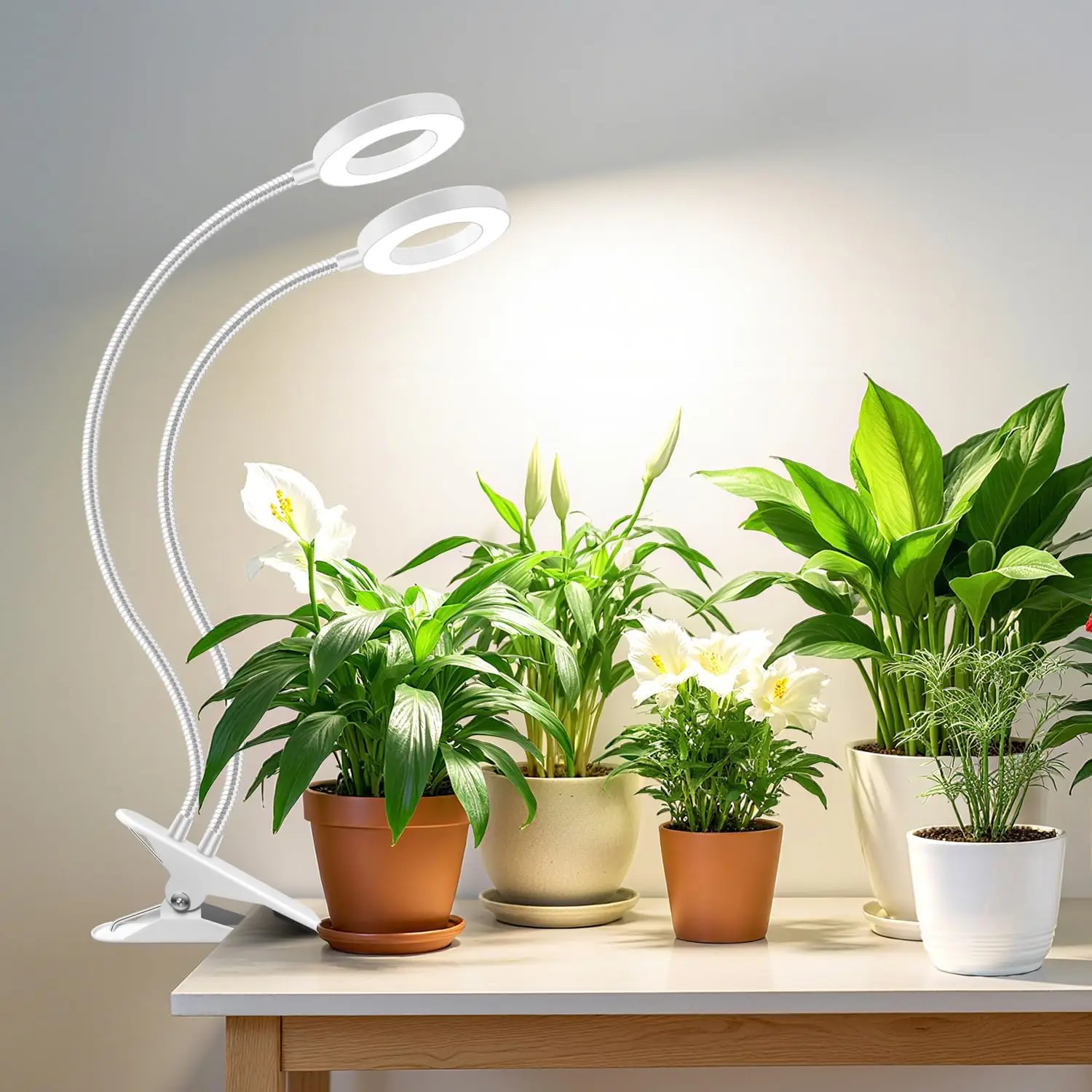 

Full Spectrum LED Grow Light with Auto Timer, Adjustable Brightness & Flexible Gooseneck for Indoor Plants