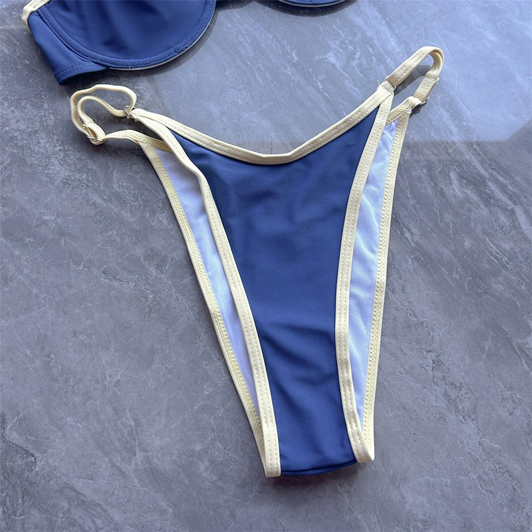 Sexy, mit Bügel verstärkter, hoch geschnittener Bikini, Damen-Badeanzug, zweiteiliges Bikini-Set, gepolsterter Badeanzug, Badebekleidung, Modell V8459. – Detail 6