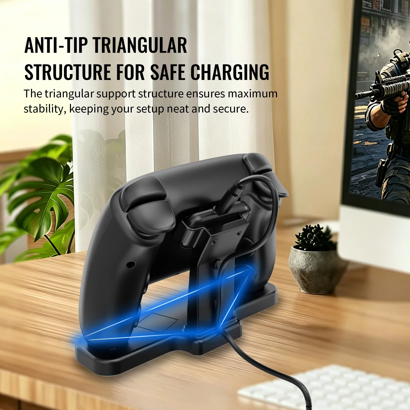 2026 Universal Magnetic Charging Dock&Desktop Stand for Steam Controller,Anti-Tip Triangular Structure Metal Base