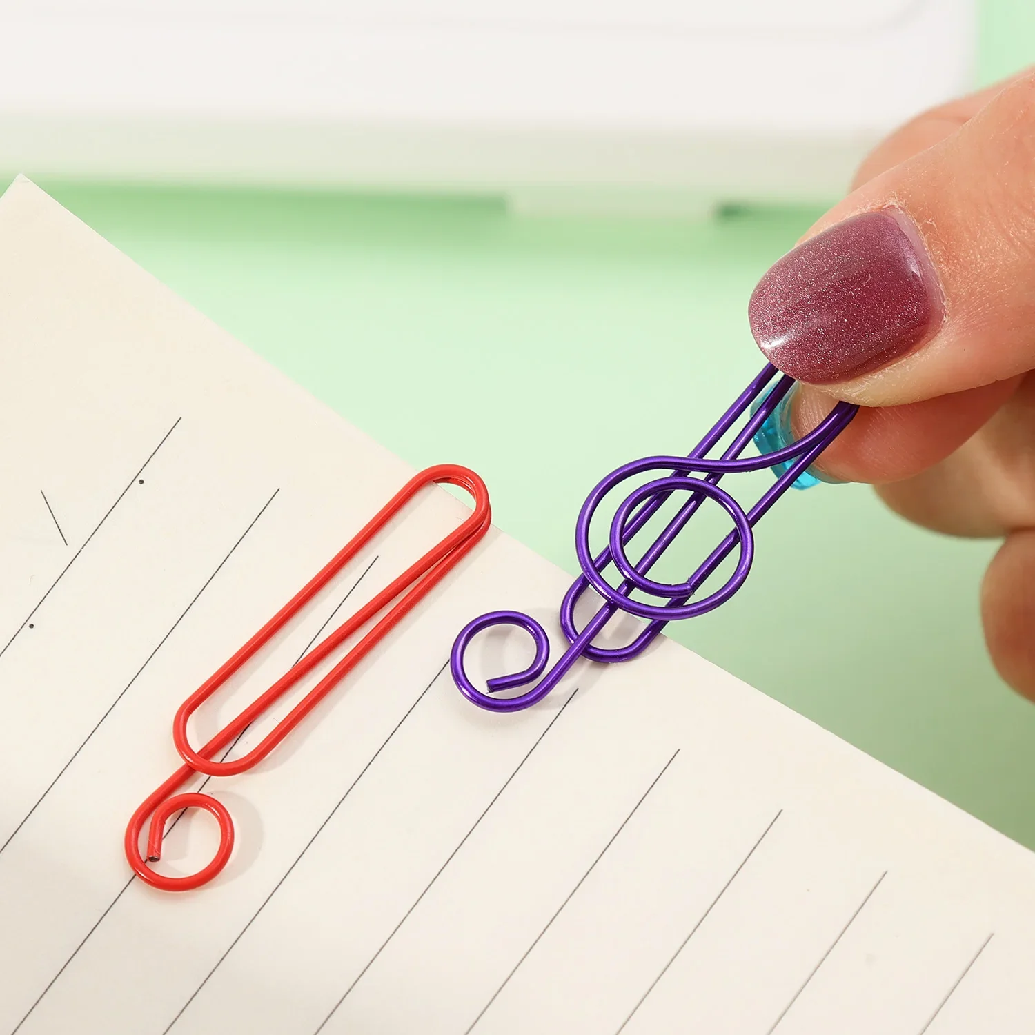 Metal Memo Note Paper Clips Creative Colored Music Bookmark Clip Paperclips For Photo Magazine Books Paper Marking Clamps