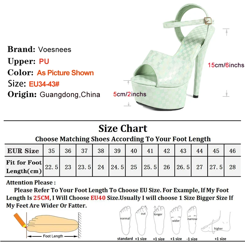 Size 34-43 Nightclub Party Summer Shoes For Women\'s 15CM Stiletto High Heels Mixed Color Buckle Strap Platform Catwalk Sandals