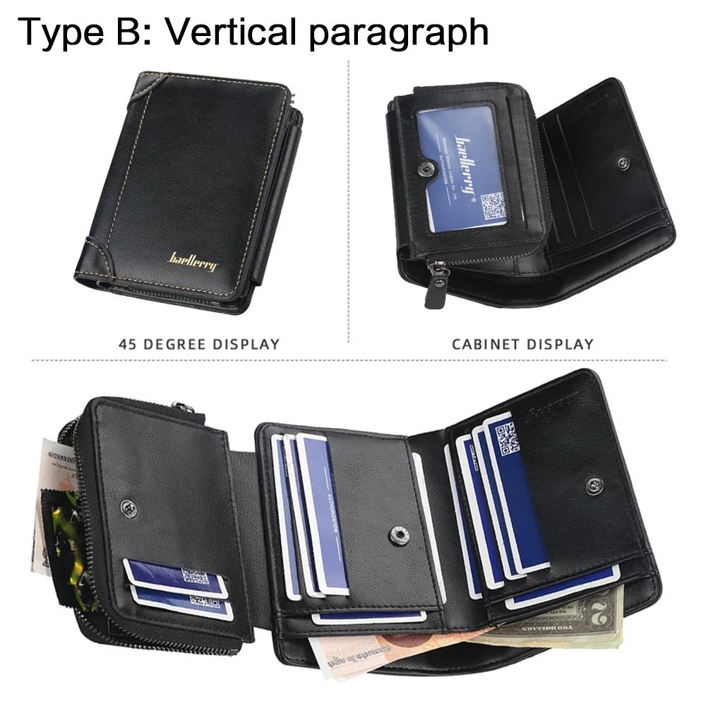 Moda masculina carteira de couro genuíno RFID bloqueando fino bifold ID janela titular do cartão viagem uso diário