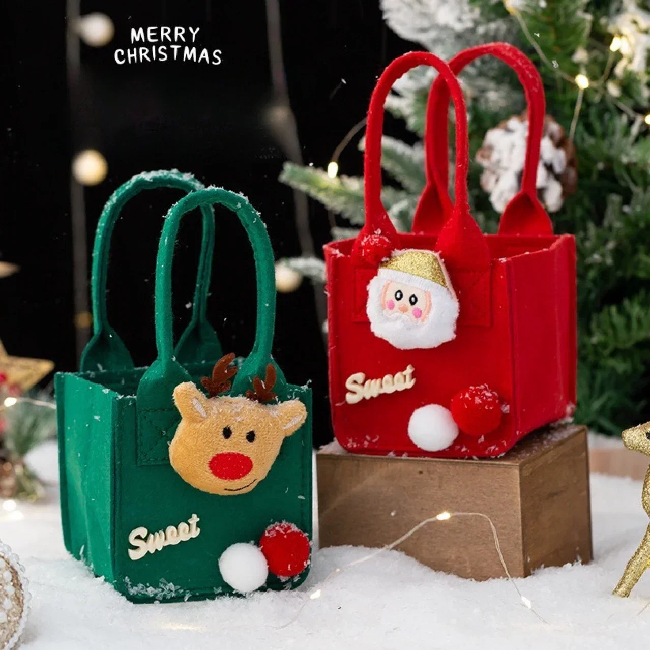 Small Christmas Gift Bag  Eve Pack Apple Linen Packaging Bag  Accessories Christmas Decorations mystery box