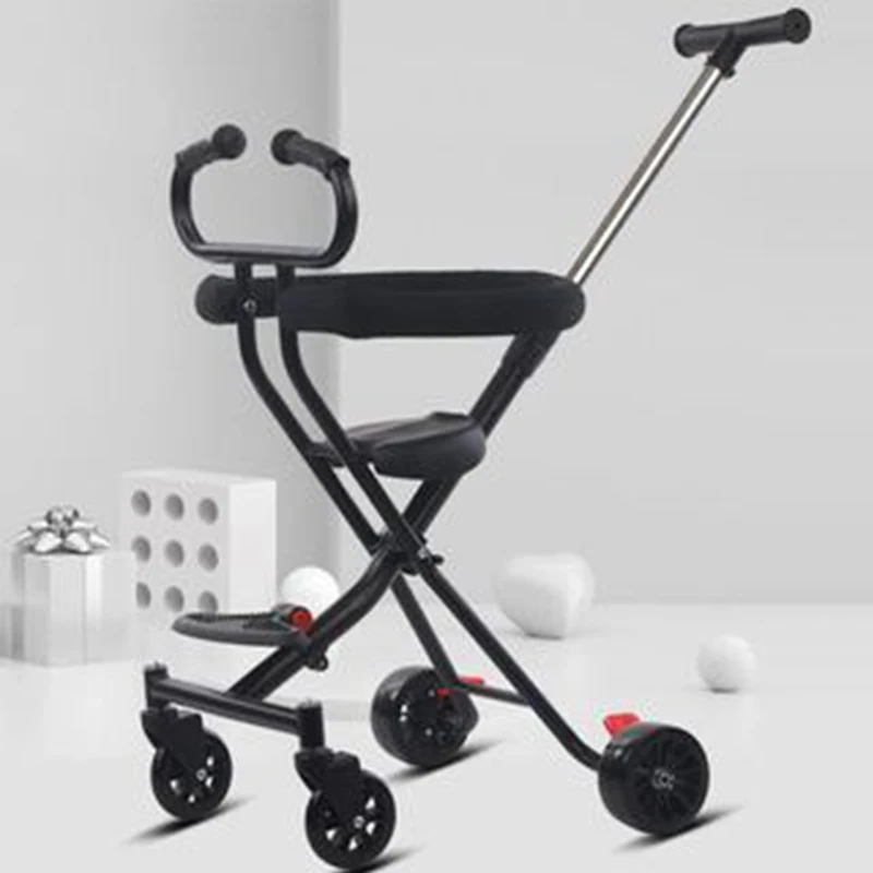 Light Foldable Two-way Baby Stroller Ultra-light Small Portable Folding Carts Simple Children Four-Wheel Cart