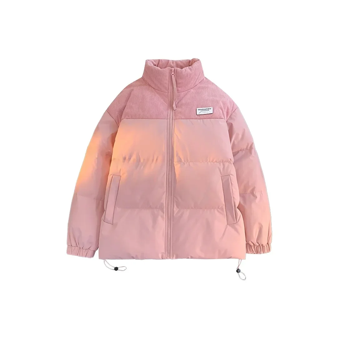 

Thiened Cotton Jaet Winter New Sle Trendy All-Match Loose Embroidered Bread ape Warm Coat Stand Collar for Couples Yo...