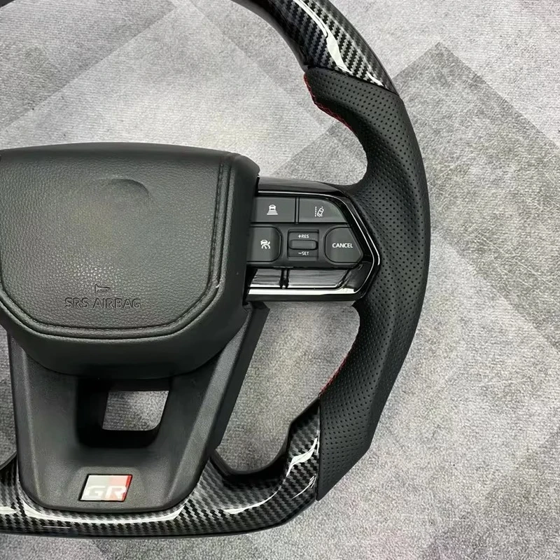 Carbon Fiber Leather GR Sport Steering Wheel for Toyota Land Cruiser 120 150 200 300 LC70/76/79 CROWN ALPHARD VELLFIRE HILUX view 4