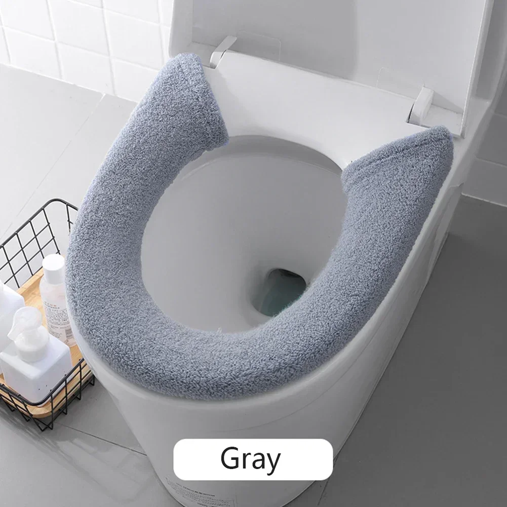 Thickened Toilet Washable Soft Warmer Mat Cover Pad Cushion Cover Bathroom Winter Warm Bathroom Toilet Pad Cushion