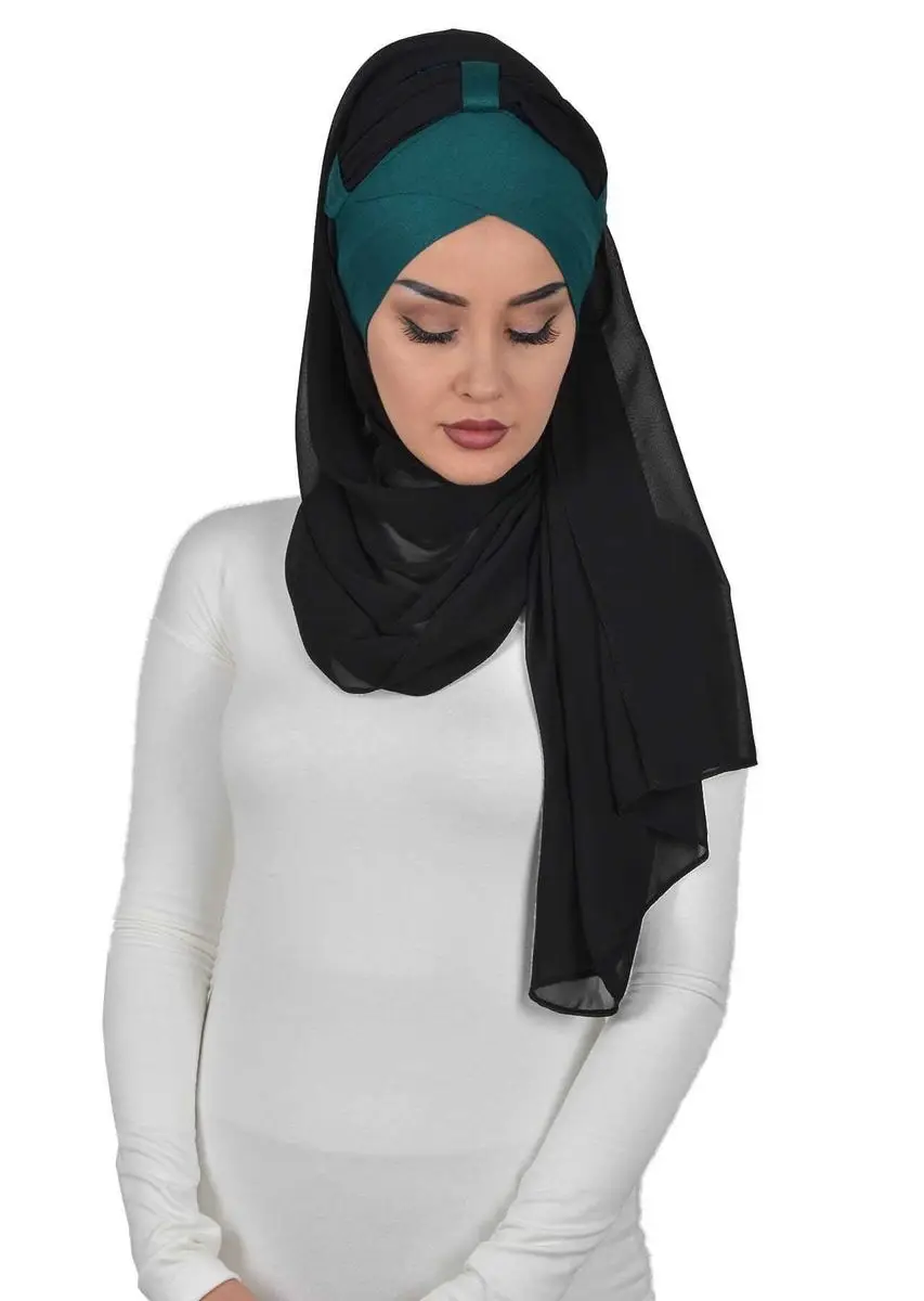 Algodão penteado chiffon xale verde