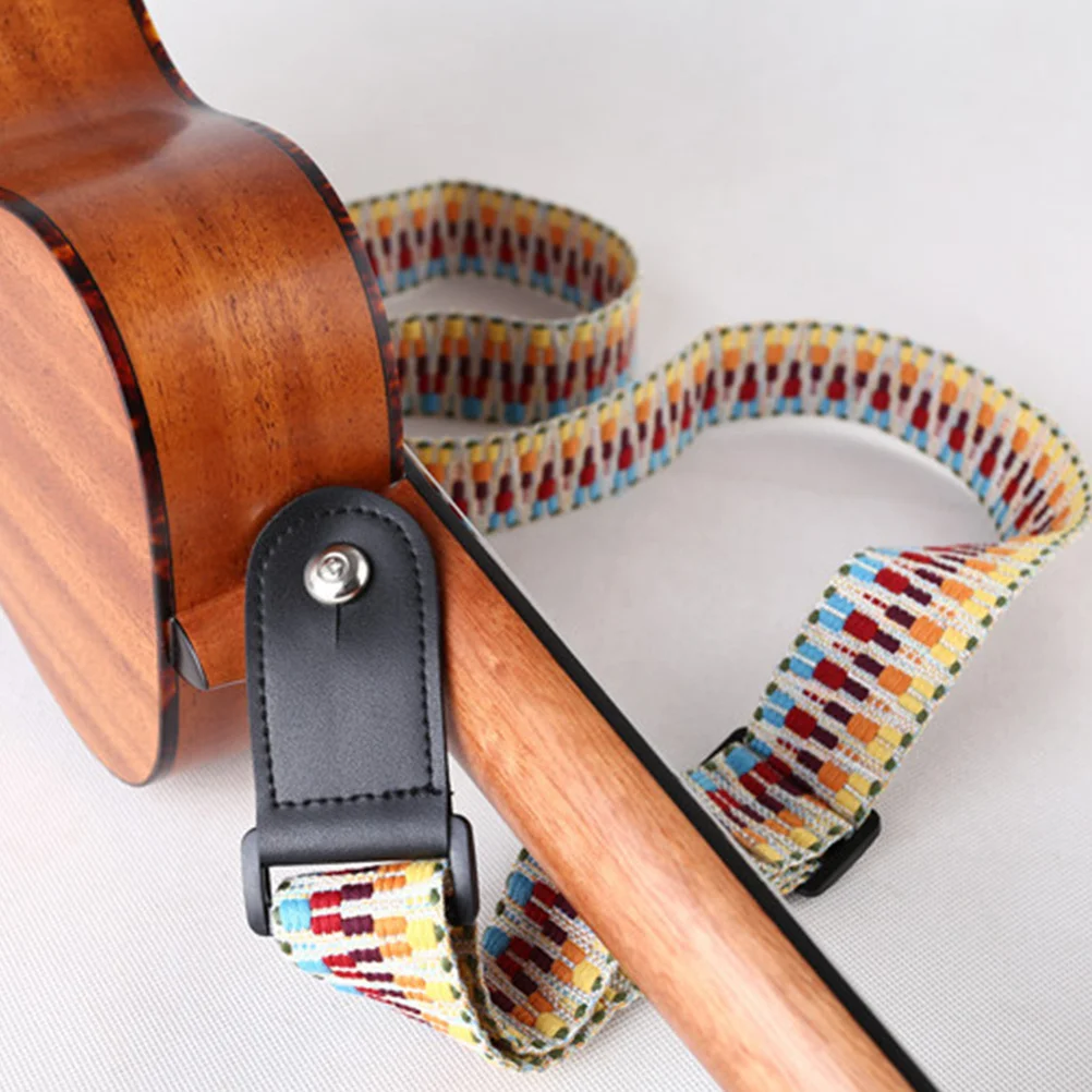 

2Pcs Ukulele Strap Durable Ethnic Rainbow Small Guitar Shoulder Straps Comfortable Use Standing Playing Ukulele Sling
