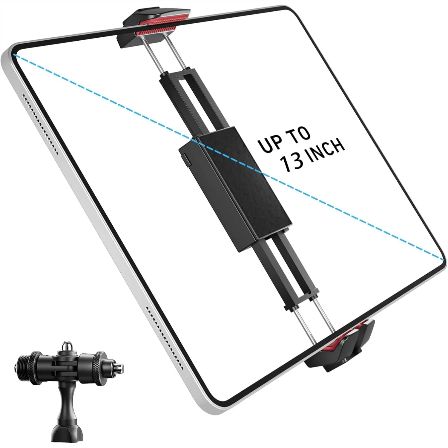 

Universal Phone Tablet Tripod Mount Holder with 1/4" Screw Adapter for iPad Pro iPad Air iPad Mini Samsung Galaxy Tab iPhone 15