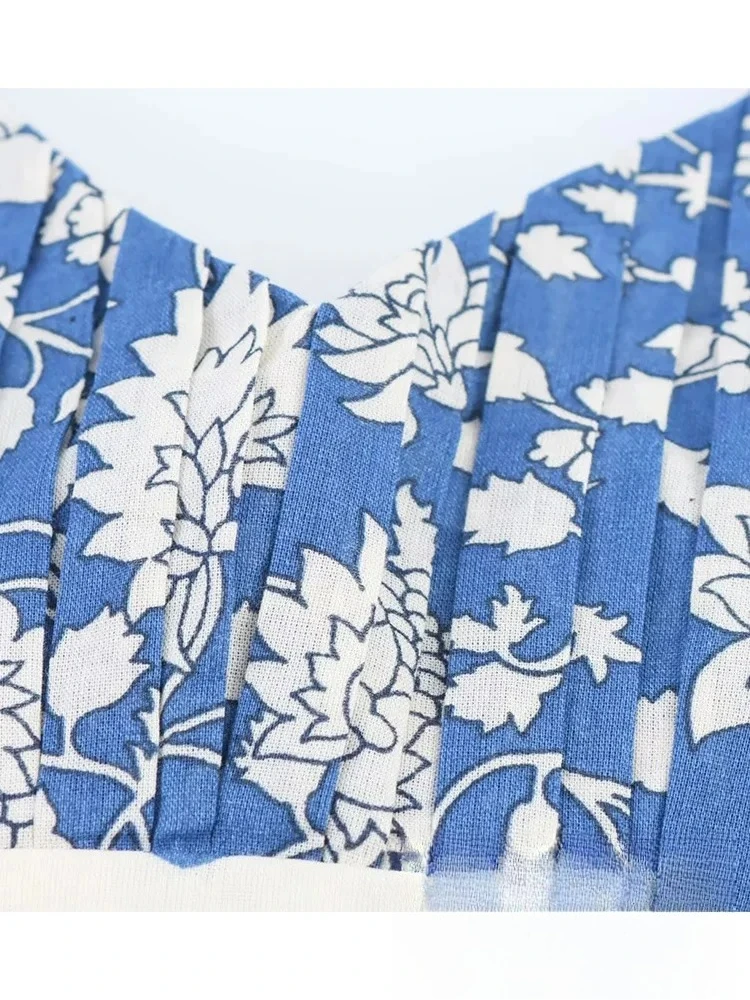 KONDALA Sexy Chic Women Flower Print Dress Cami Sleeveless Bow Draped Long Vestidos New Fashion 2025 Spring Summer Holiday Dress