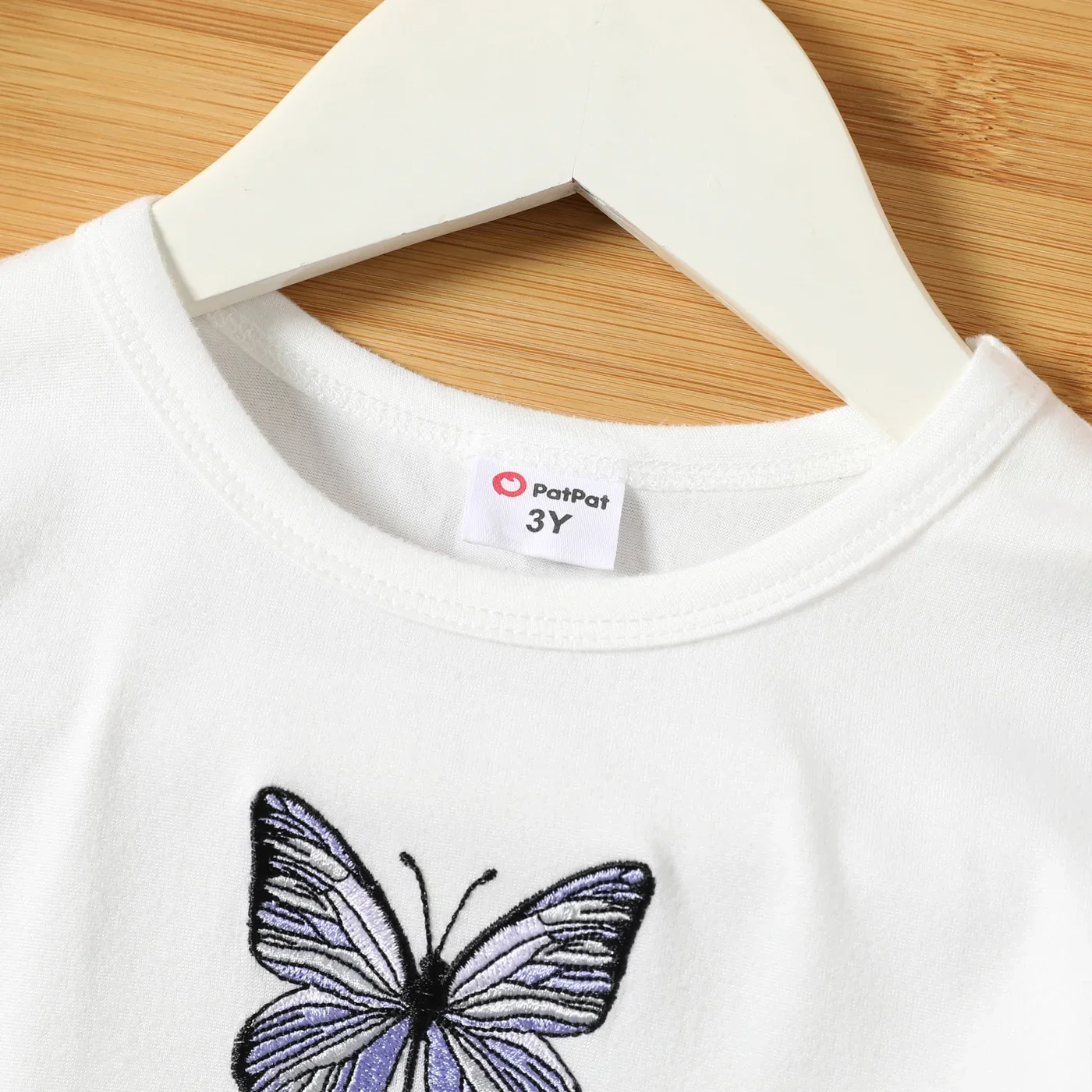 PatPat Toddler Girl Butterfly Embroidered/Print Short-sleeve Tee Suitable for Summer Season Soft and Comfortable