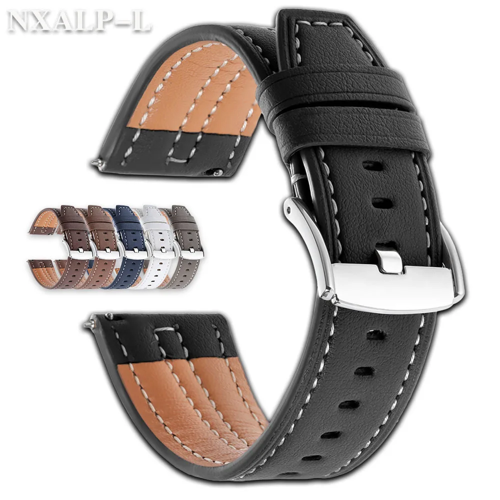 Leder-Uhrenarmband 22mm für Samsung Galaxy Watch 7/6/5/4 40 44mm Armband für Huawei Watch Gt5/Gt4 46mm Armband mit Schnellverschluss