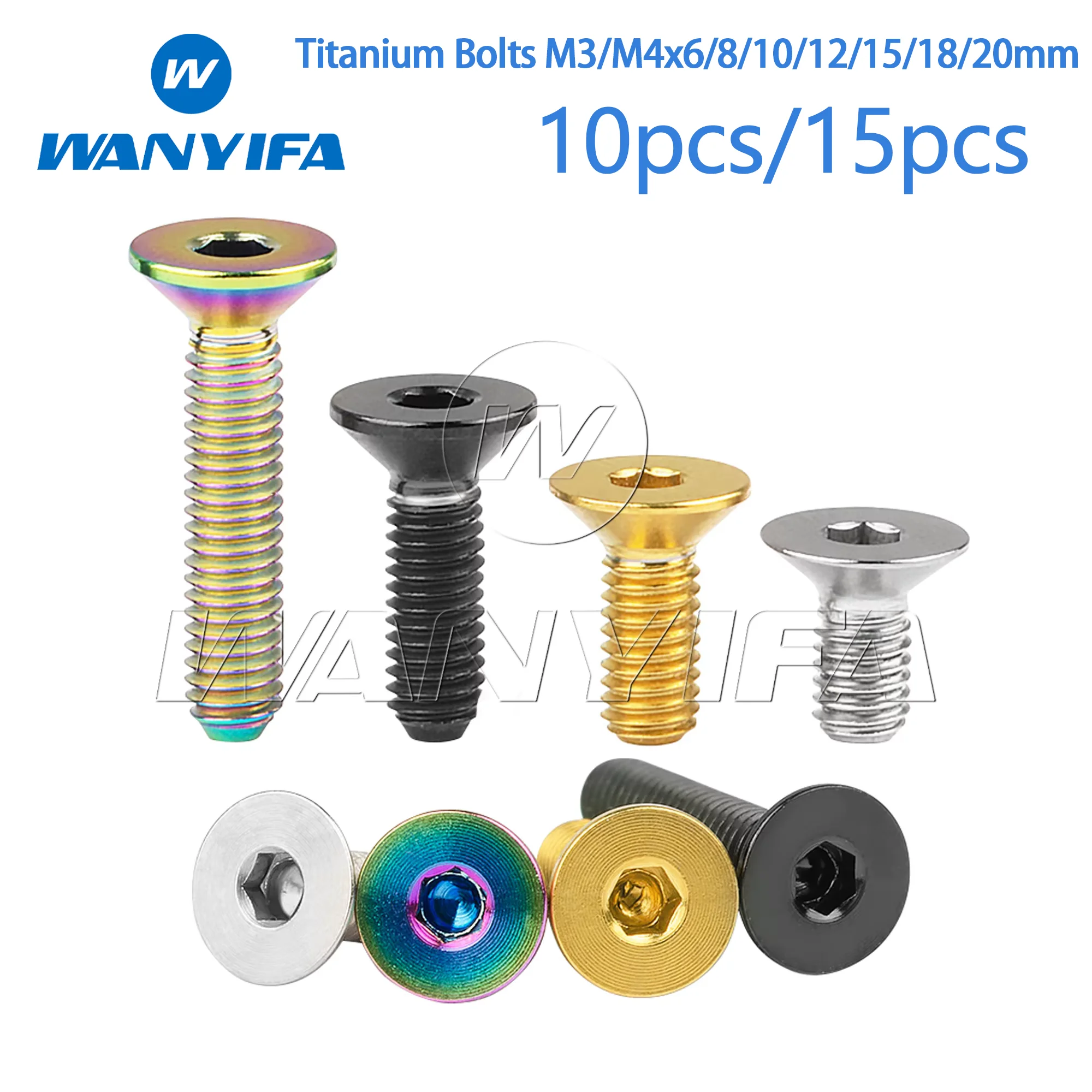 

Wanyifa Titanium Bolt M3/M4x6/8/10/12/15/18/20mm Countersunk Hex Head Screws 10/15PCS