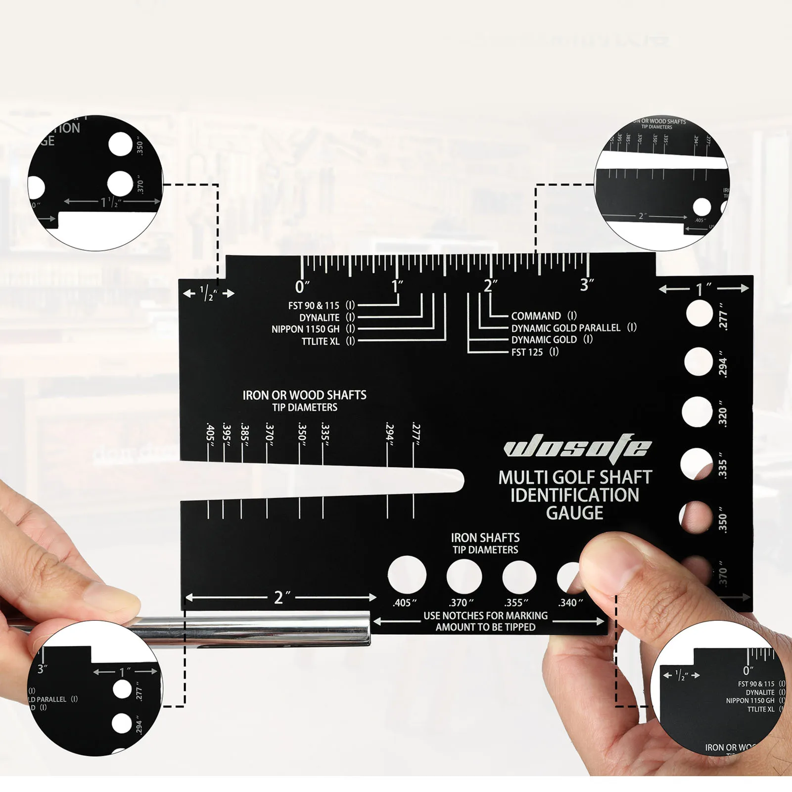 Multi  Shaft Size Tip Identification Ruler Template Tool Heavy Duty Aluminum Multifunction  Shaft Inner Diameter Measurement
