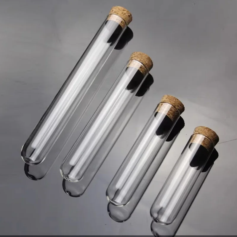 12pcs/Lot U-shape Clear Glass Test Tubes with Cork Stopper for Kinds of Lab School Glassware