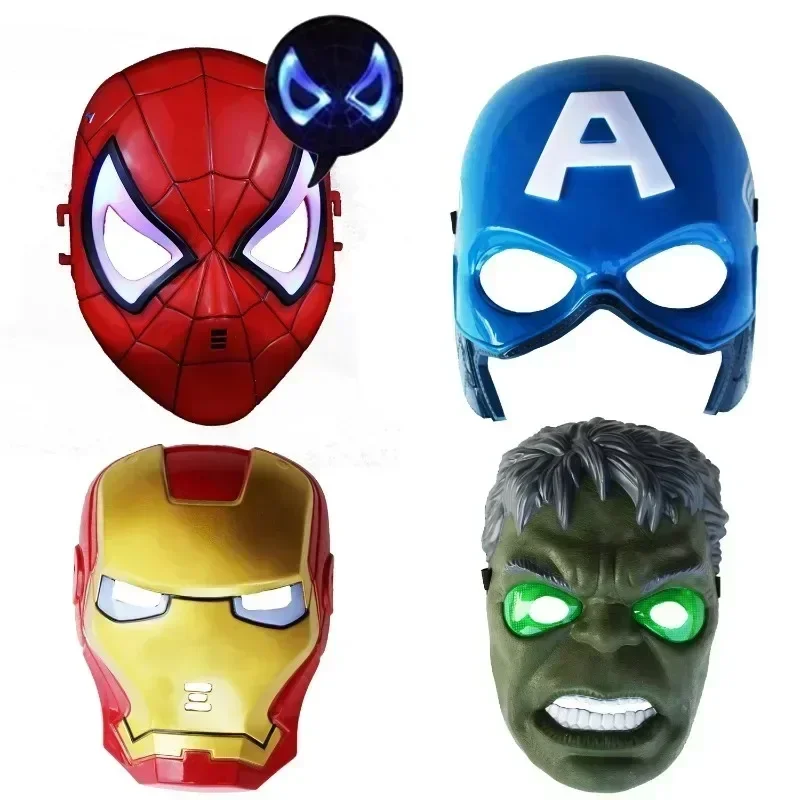 One Piece Marvel Spiderman Masks Hulk Iron Man Captain America  Figure Led Light Collection Decoration Cosplay Model Toys Gifts