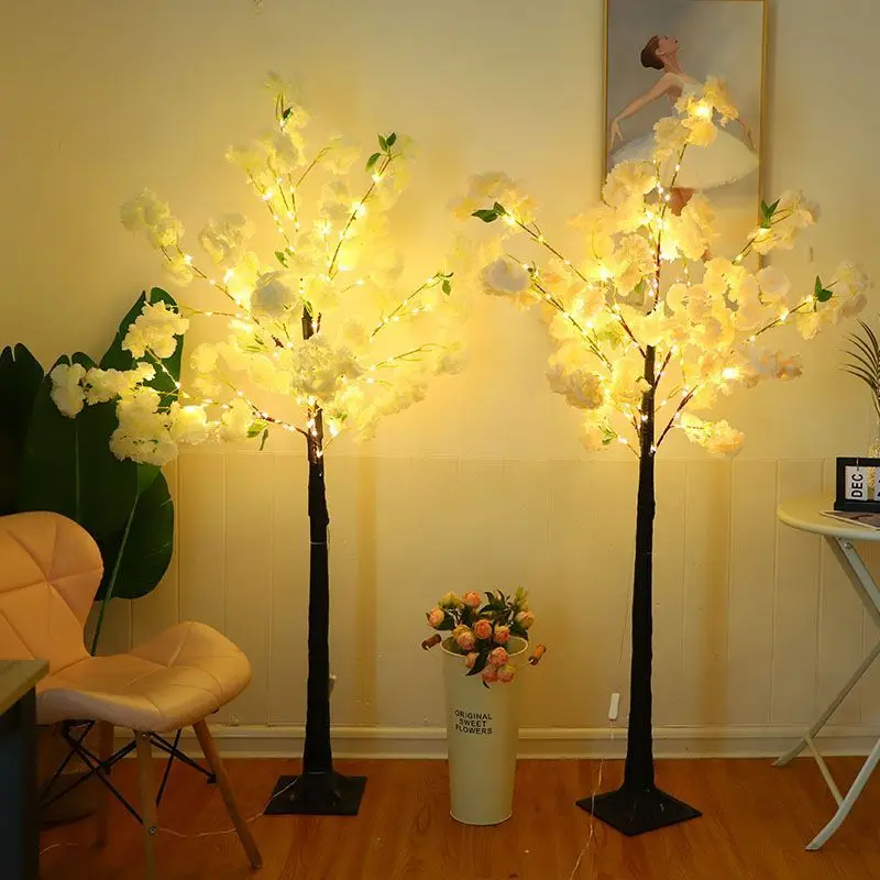 150CM Tall Artificial Flowers Luminous LED Cherry Tree Home Living Room Ornament Props For Wedding Christmas Party Decoration