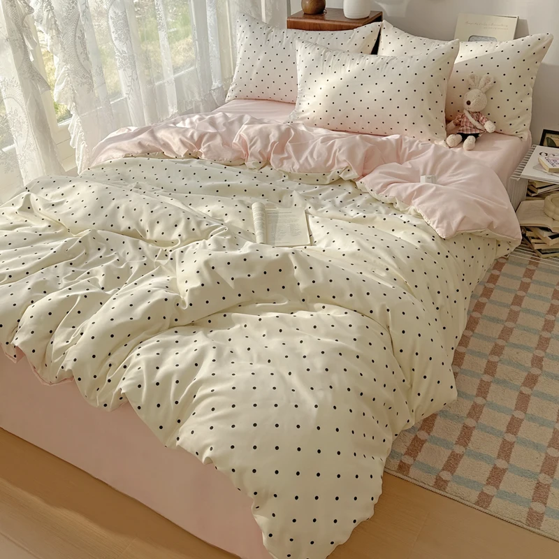 Cool Smooth Bedding Set Duvet Cover Sheet Pillowcases Soft Skin-Friendly Imitation Silk Bedroom Linen Set Relaxing Sleep ﻿