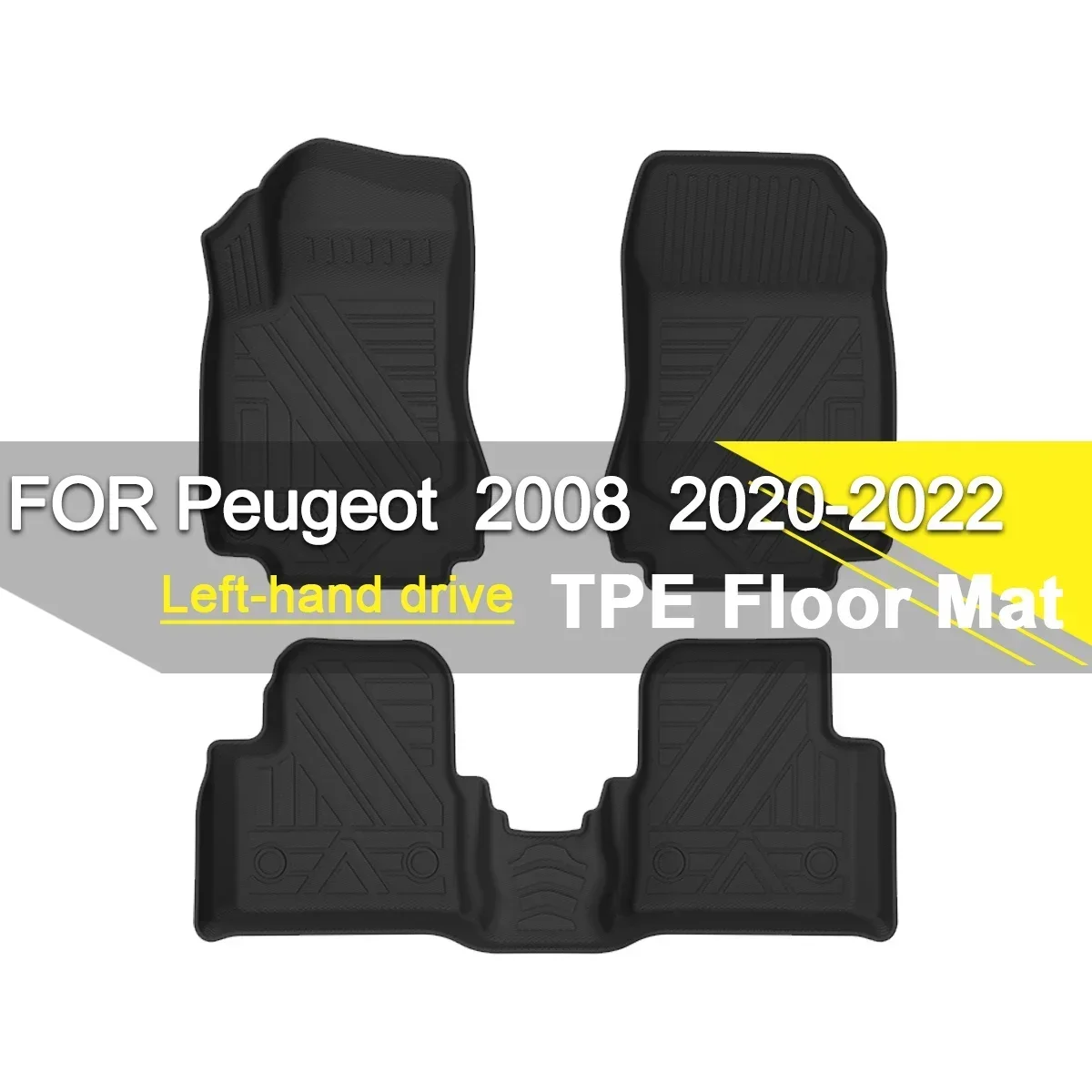 

Car Floor Mat Waterproof Rubber TPE Non-Slip Fully Surrounded Refit Left Hand Drive Car Accessories for Peugeot 2008 2020-2022