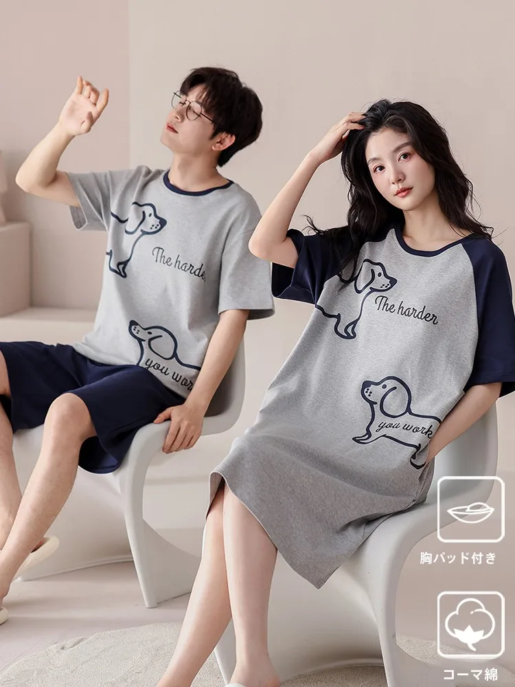 pijamas-de-algodon-para-parejas-conjunto-de-verano-de-manga-corta-para-mujer-con-almohadilla-en-el-pecho-talla-grande-100-algodon-conjunto-fino-y-lindo-para-hombre-y-mujer