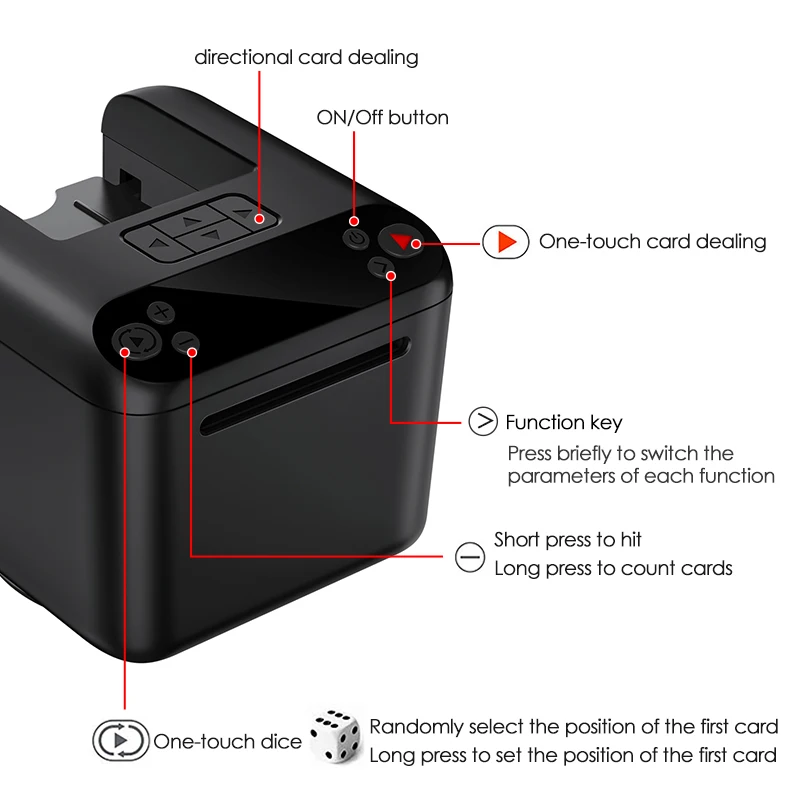 3 Decks Poker Playing Card Dealing Machine 360° Rotating Automatic Card Dealer Smart Dispenser Rechargeable 5000mAh