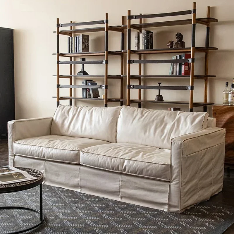 Wabi Sand Wind B & B Straight row Cream Wind Modern Italian minimalist first layer cowhide living room