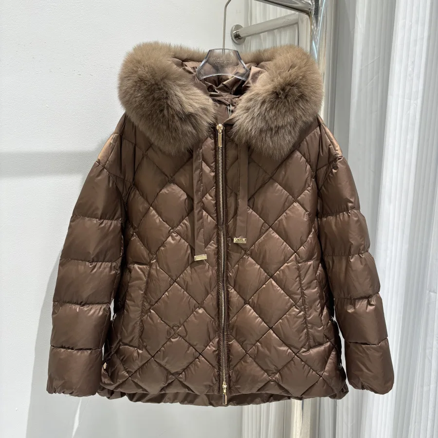 شتاء جديد الموضة مقنعين بطة بيضاء أسفل سترة منتفخة الماس GridThick أسفل سترة المرأة الملابس الشتوية أبلى #3