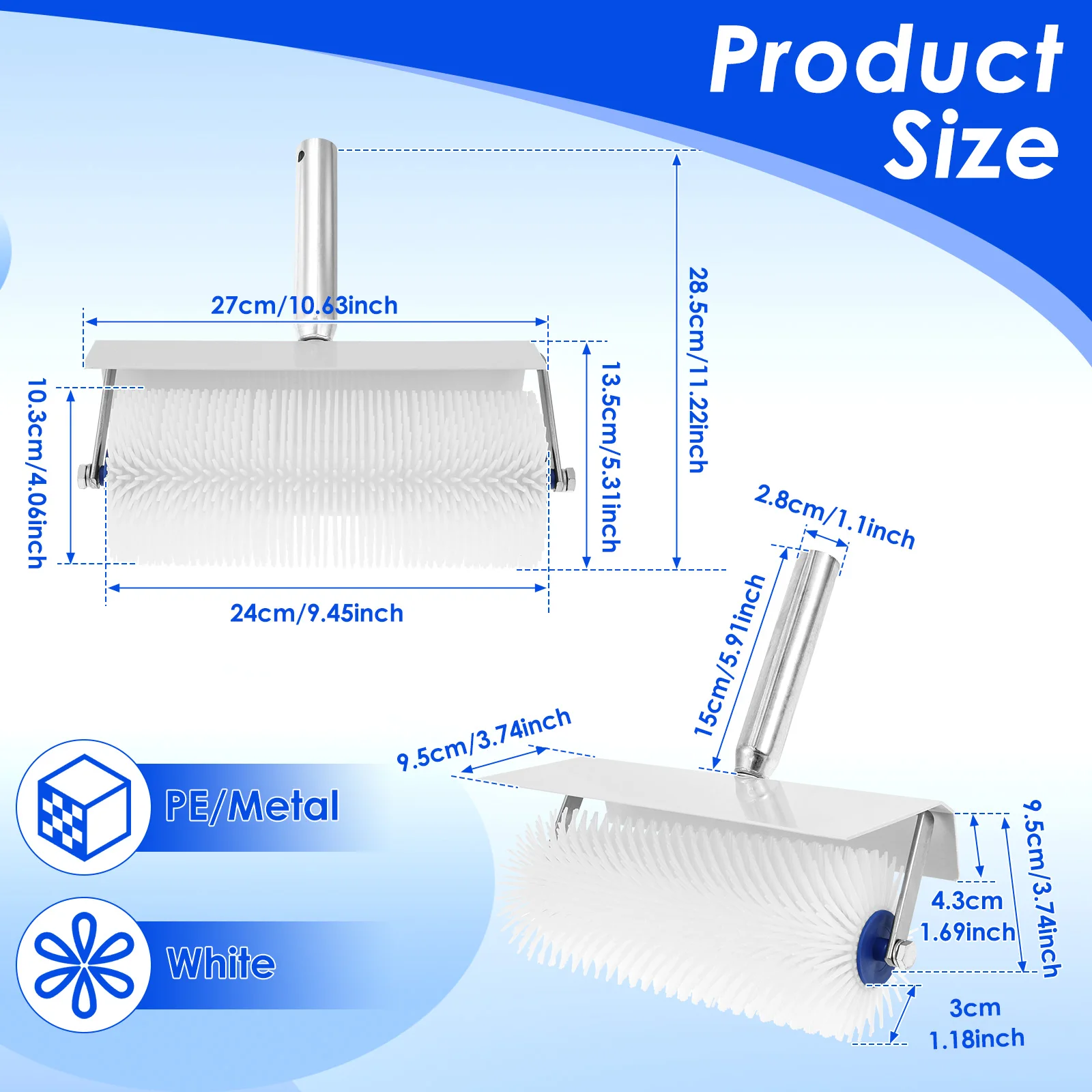 Spiked Roller Reusable Spiked Screeding Compound Roller with Splash Guard Self Leveling Screed Spiked Rollers for Bubble Removal