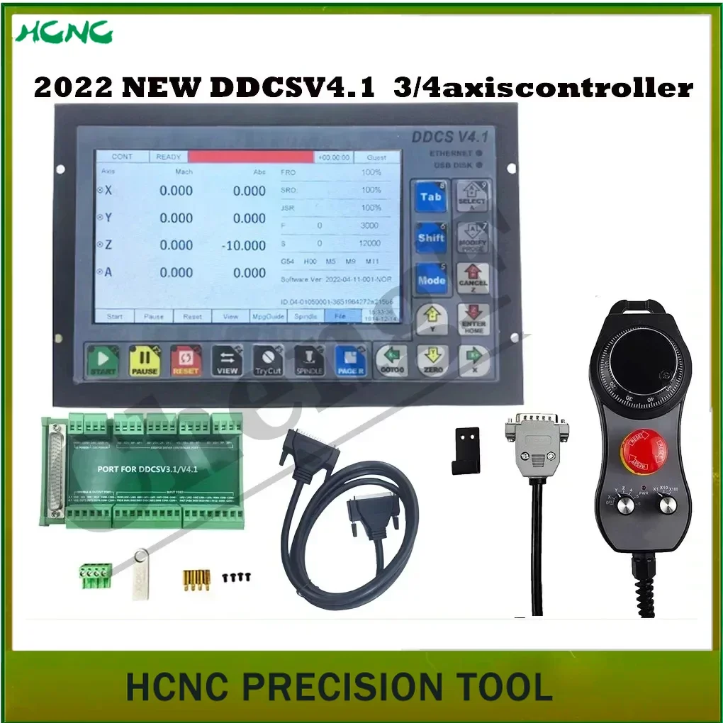 

CNC Newest DDCSV4.1 3/4 Axis G Code CNC Offline Stand Alone Controller For Engraving Milling Machine With E-Stop MPG Handwheel