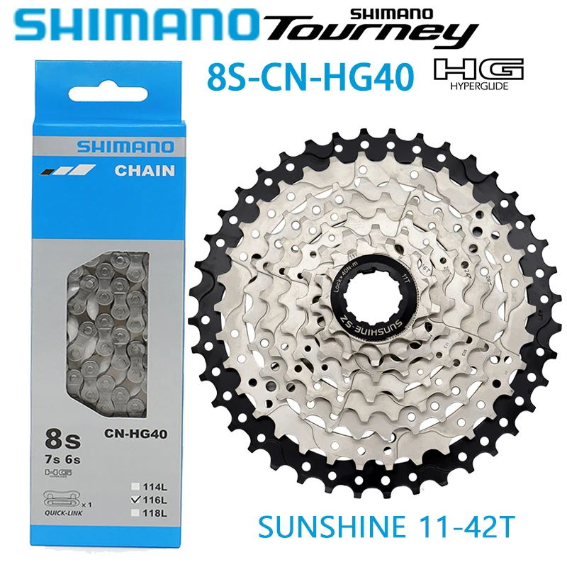 SHIMANO TOURNEY 8 Speed CN-HG53 HYPERDRIVE SIS Chain For MTB Mountain Gravel Bike SUNSHINE 8V 11-40/42/46T Cassette Sprocket