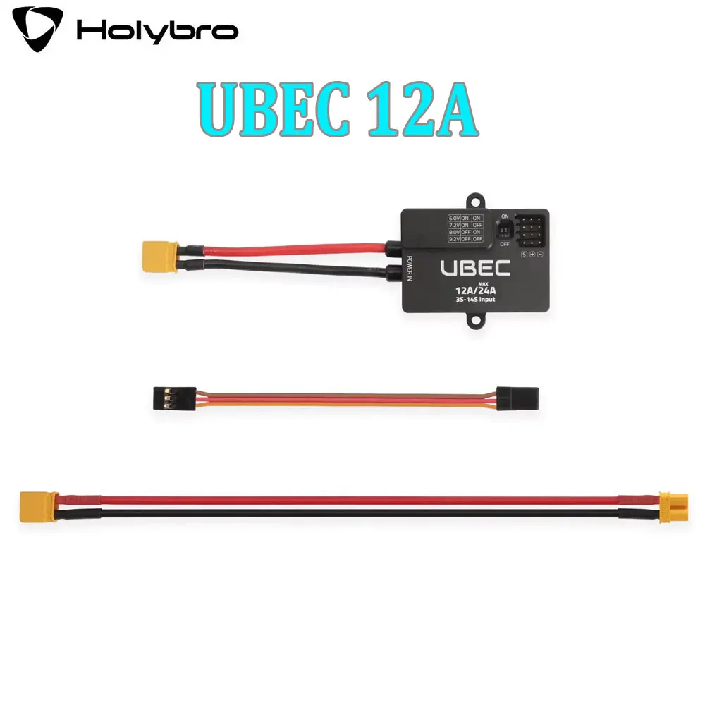 HolyBro UBEC 12A (3-14S) XT30 High Efficiency DC-DC Regulator Chip 4-channel Parallel Header Pin Outputs for servos