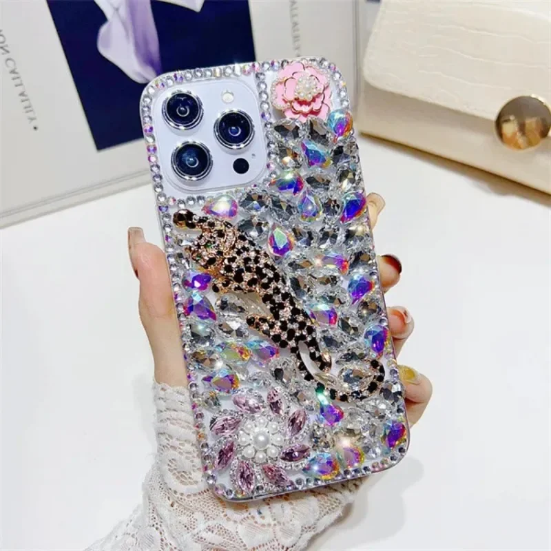 

Leopard TPU Phone Case for Xiaomi Redmi, Luxury Rhinestone, 9A, 9C, Note8, 9Pro, Note10S, Note11 Pro, 12Pro