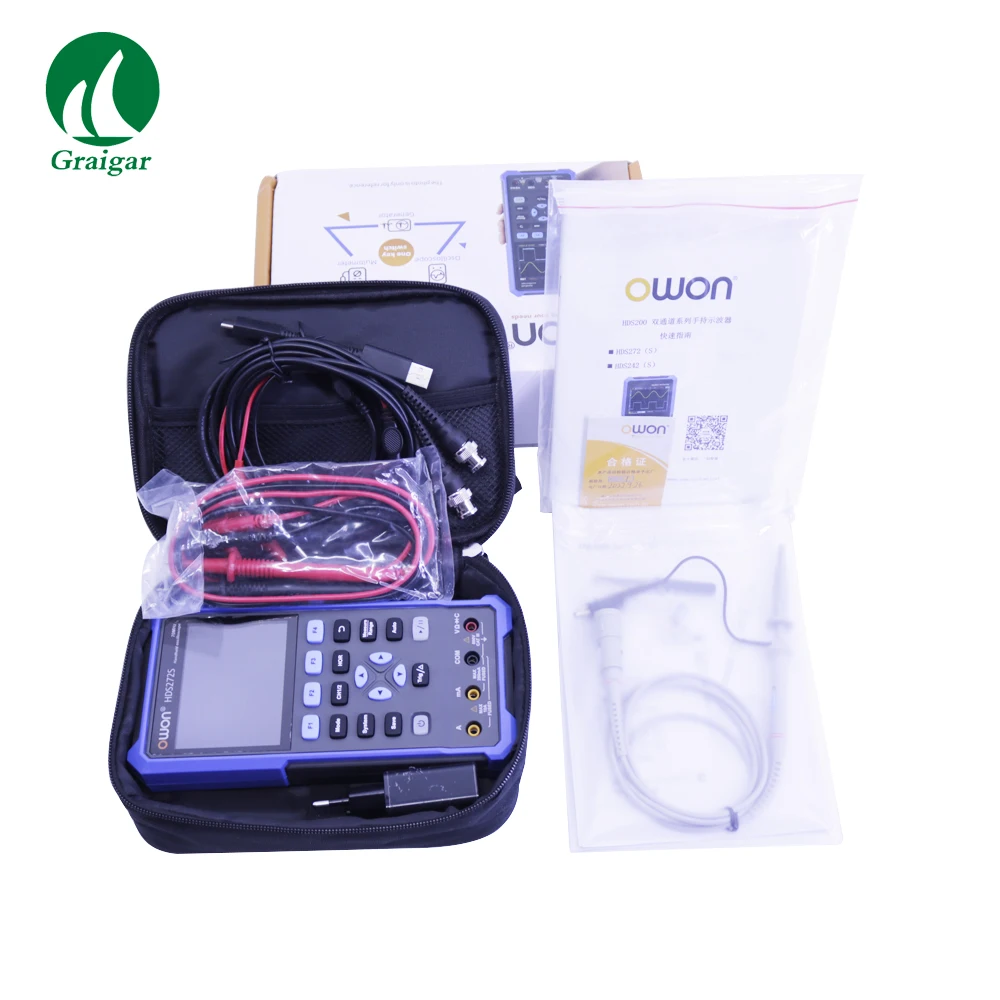 OWON HDS272S Handheld Digital Oscilloscope 2Channels 70MHz 250MS/s Sample Rate Digital Multimeter Waveform Generator 1Channels