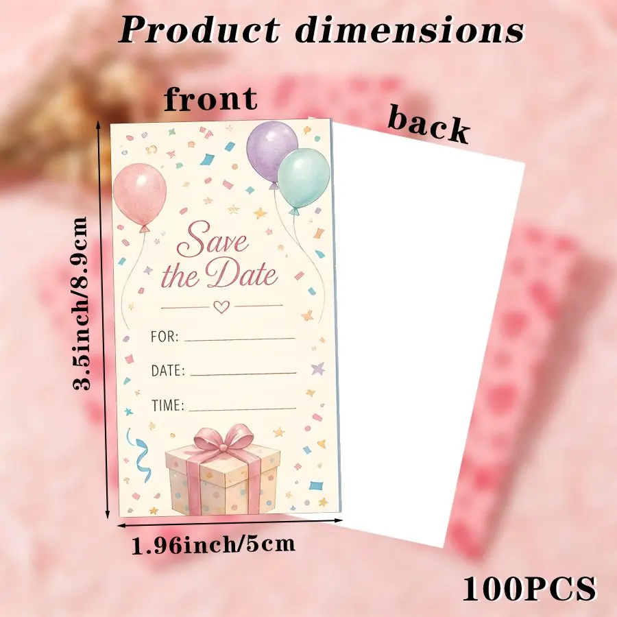 100PCS Balloon Glitter Appointment Reminder Card with Balloon Glitter Pattern, Used for Business, Hair Salons, Dental Clinics
