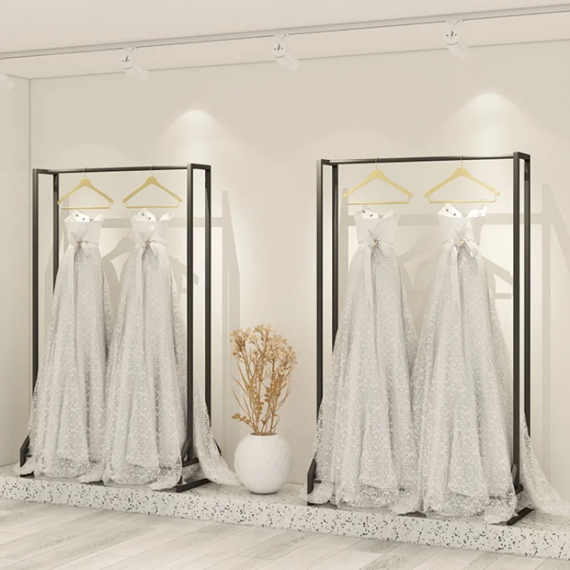 Vestido de casamento Display Stand, Bridal Garment Shop Hanging Rack, personalizado, preto, qualidade superior