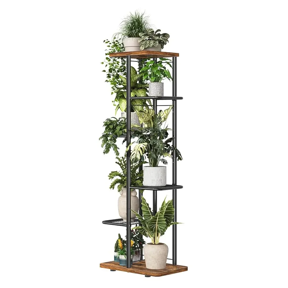 

Металлическая 6-ярусная подставка для растений, высокая, для нескольких растений, многоярусная подставка для цветочных горшков для патио, сада, балкона, гостиной