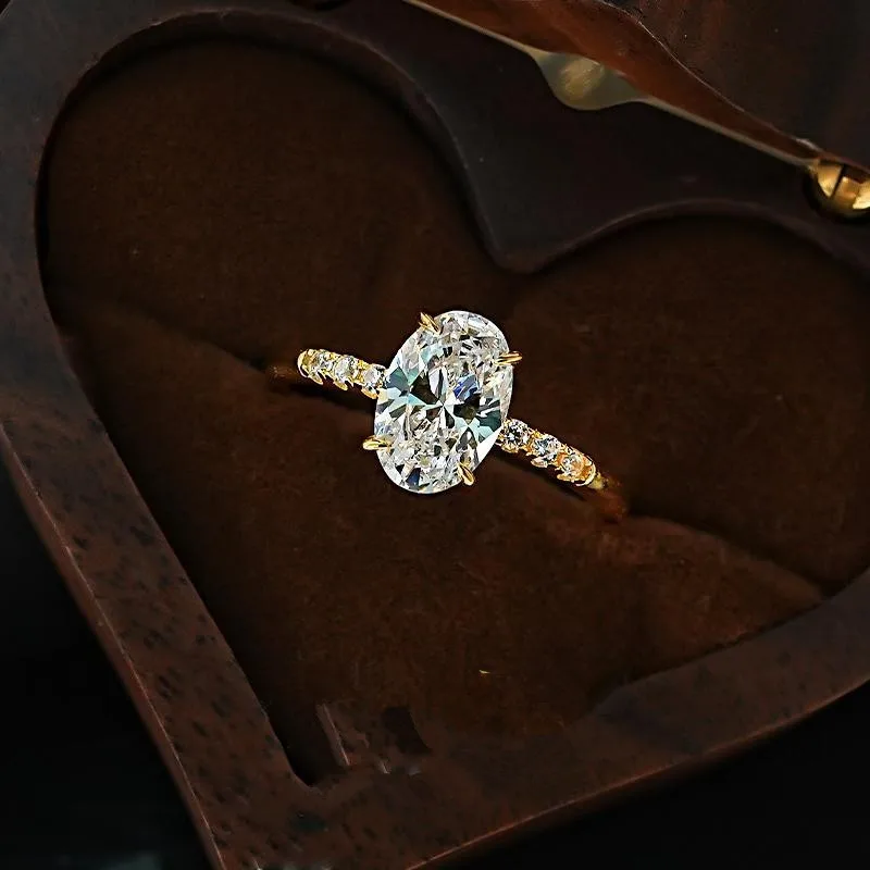 Classic Versatile Women's Engagement Ring, Shining Oval Solitaire CZ Ring, Promise Wedding Accessories