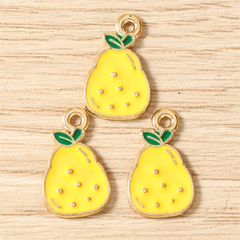 10 Stück Niedliche Gemischte Frucht-Anhänger aus Emaille, Lebensmittel-Motive: Pfirsich, Orange, Kirsche, für Schmuckherstellung, Halsketten, Ohrringe, DIY-Bastelgeschenk – Detail 15