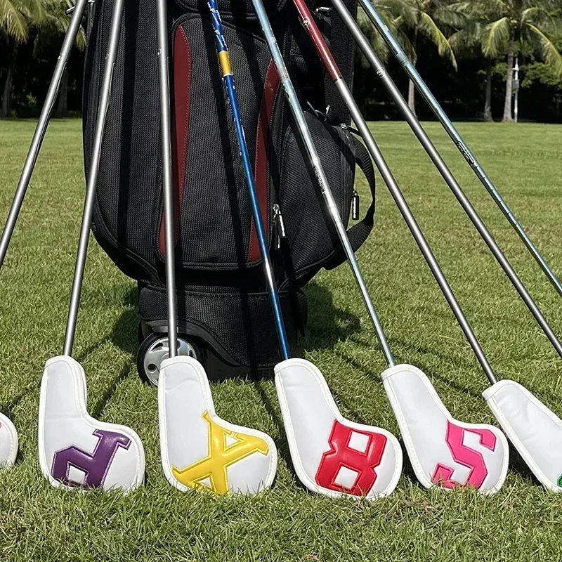 Golf Iron Heads Covers Leather Waterproof For With Magic Tape Fit 10pcs Golf Club Components Parts Various Color