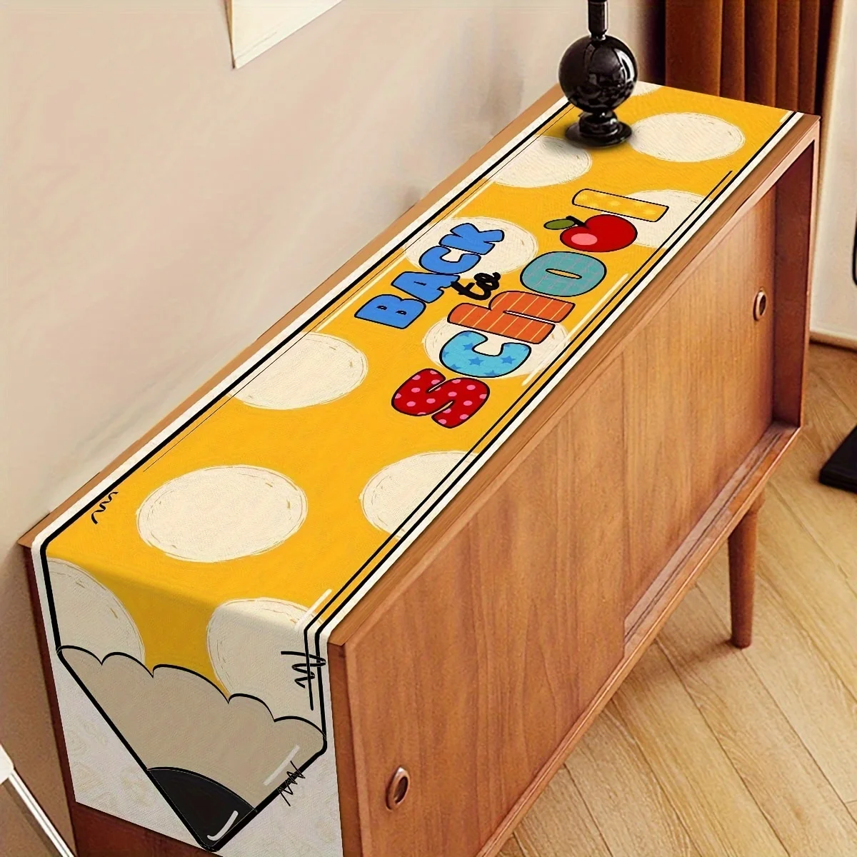 1 Piece of School-Themed Table Runner, Suitable for Farmhouse, Indoor, Kitchen, Celebrations, Table Decoration, Restaurant and Banquet Decoration Supplies