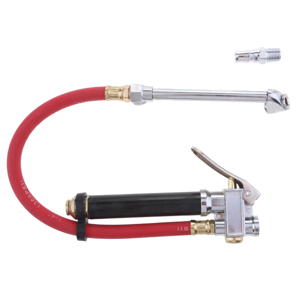 Accurate Air Tire Presure Gauge Air Inflator Gun Red Rubber Hose with Quick Connector