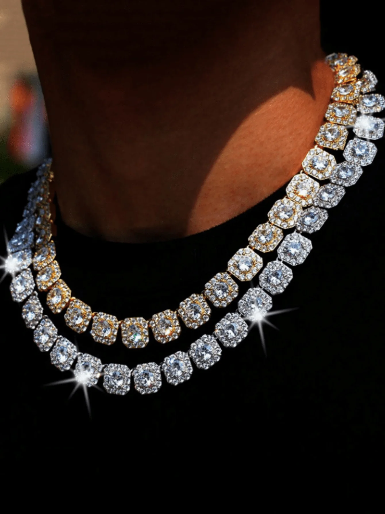 

male Women's Versatile All-Match Bling Chain Punk Necklace, Adjustable Size Layering Design