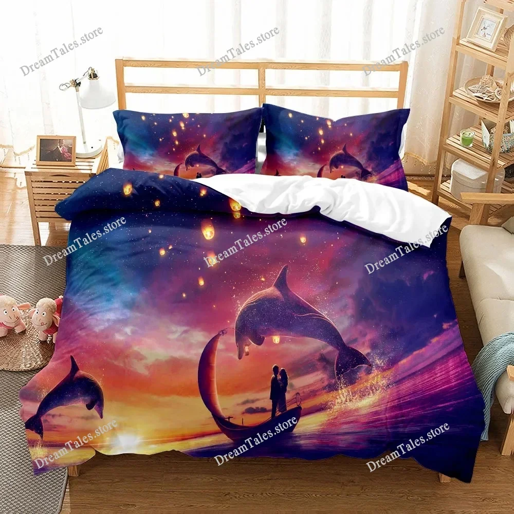 3d Bedding Set Sunset Gaming Dolphins Single Twin Double Queen King Cal King Size Bed Linen Set Home Textileextile Luxury Gift