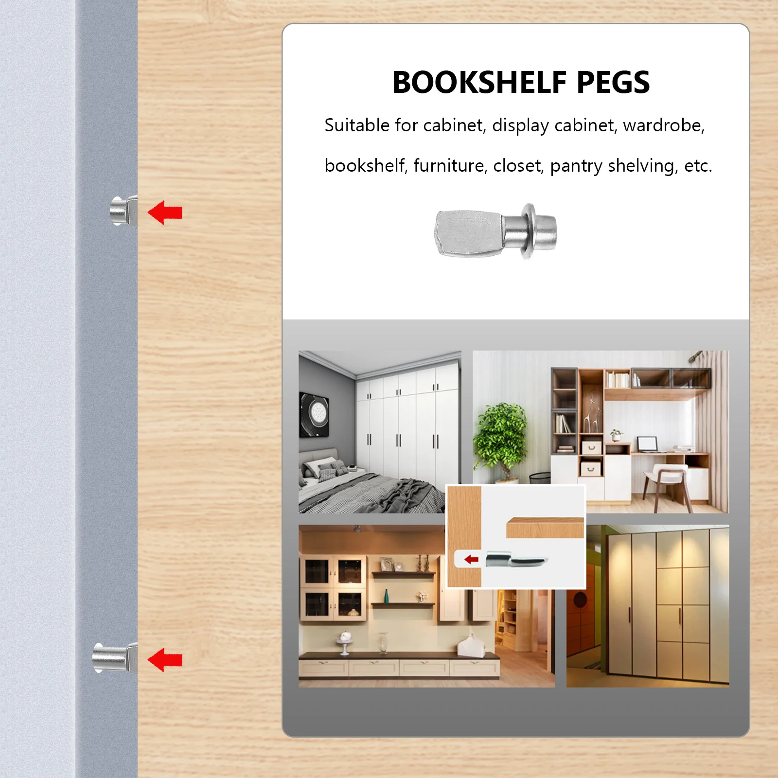 

50Sets Steel Shelf Pegs Cold Rolled Smooth Surface Shelf Holders Durable for Cabinet Bookshelf Wardrobe Pantry Display