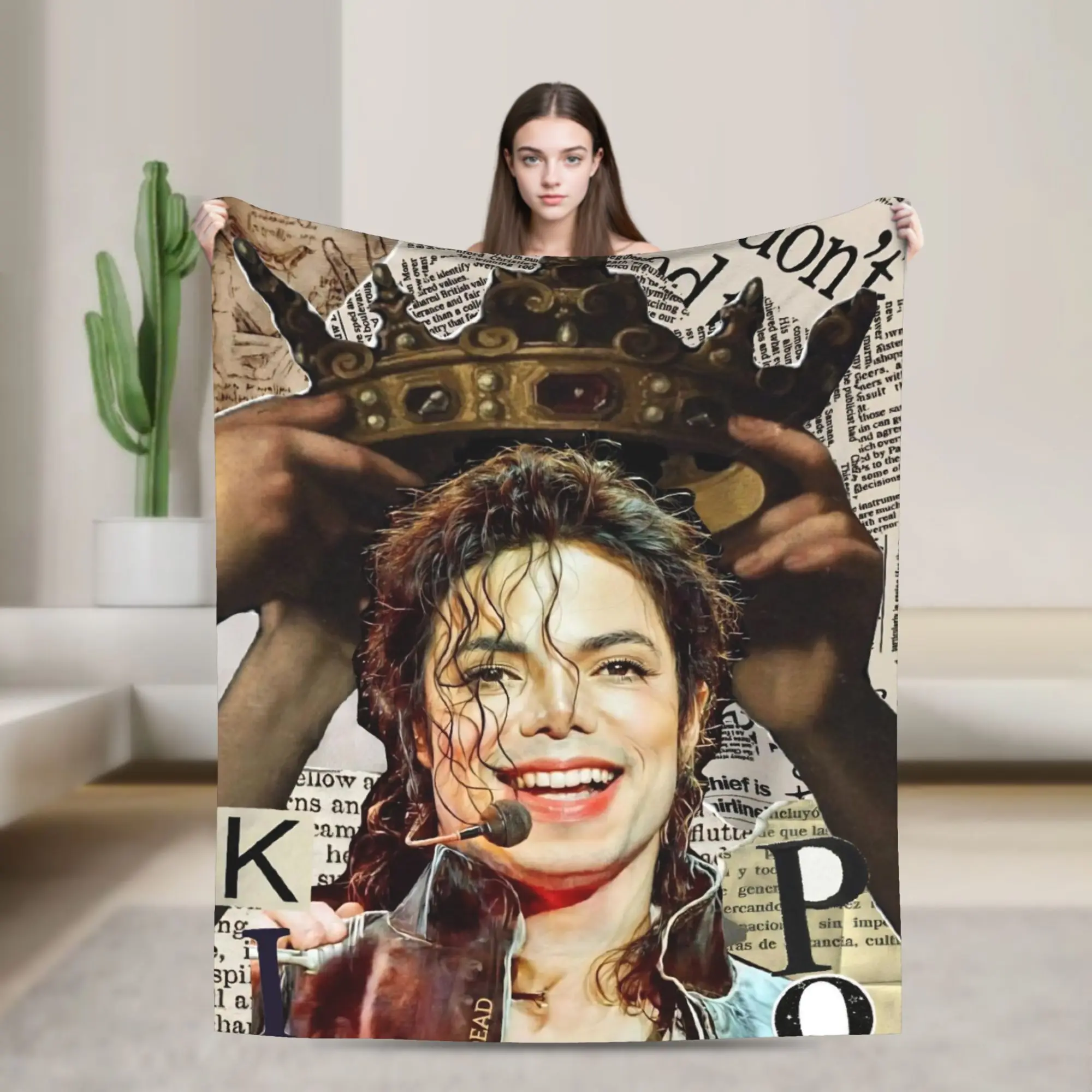 Super Soft Singer Michael Jacksons MJ Throw Blanket Premium Fleece Flannel Lightweight Bed Blanket Fuzzy Plush Blankets