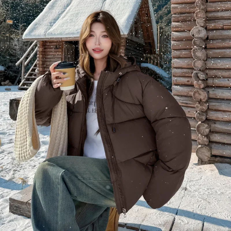 

For Women Women's down Cotton Jacket Winter Thickened Loose Bread Style Coat Versatile High Waist Design Winter Outerwear